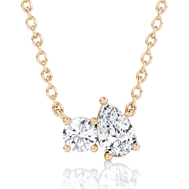Toi et Moi Necklace in rose gold, front view