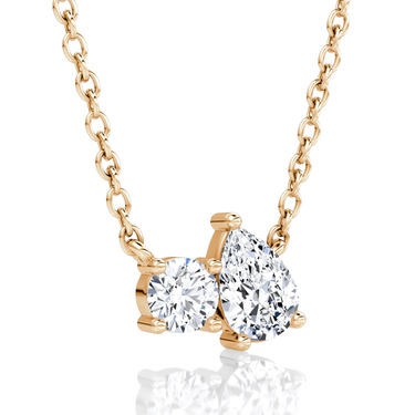 Toi et Moi Necklace in rose gold, angled view