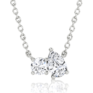 Toi et Moi Necklace in white gold, front view
