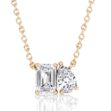 Toi et Moi Necklace in rose gold, front view