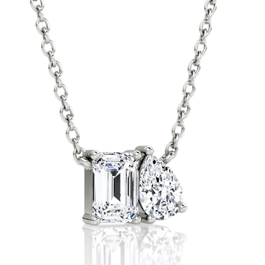 Toi et Moi Necklace in white gold, angled view
