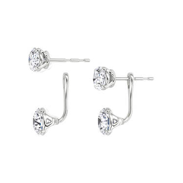 Solitaire Stud & Ear Jacket, Oval, Round Brilliant / 1.0ct Stud, 1.0ct Ear Jacket, white gold, detail view