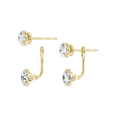 Solitaire Stud & Ear Jacket, Oval, Round Brilliant / 1.0ct Stud, 1.0ct Ear Jacket, yellow gold, detail view