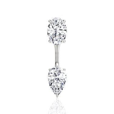 Solitaire Stud & Ear Jacket, Oval, Pear / 0.50ct Stud, 0.50ct Ear Jacket, white gold, front view