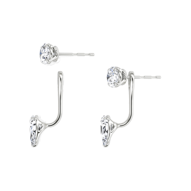 Solitaire Stud & Ear Jacket, Oval, Pear / 0.50ct Stud, 0.50ct Ear Jacket, white gold, detail view