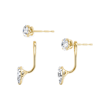 Solitaire Stud & Ear Jacket, Oval, Pear / 0.50ct Stud, 0.50ct Ear Jacket, yellow gold, detail view