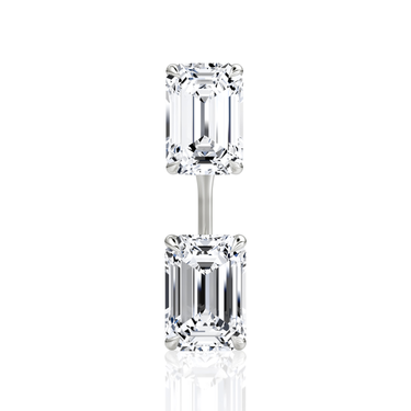 Solitaire Stud & Ear Jacket, Emerald / 1.0ct Stud, 1.0ct Ear Jacket, white gold, front view
