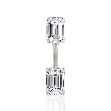 Solitaire Stud & Ear Jacket, Emerald / 0.50ct Stud, 0.50ct Ear Jacket, white gold, front view