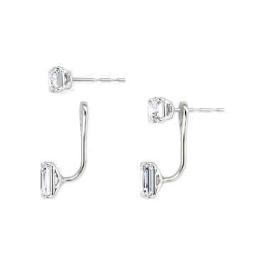 Solitaire Stud & Ear Jacket, Emerald / 0.50ct Stud, 0.50ct Ear Jacket, white gold, detail view