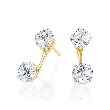 Solitaire Stud & Ear Jacket, Round Brilliant / 0.50ct Stud, 0.50ct Ear Jacket, yellow gold, angled view