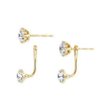 Solitaire Stud & Ear Jacket, Round Brilliant / 0.50ct Stud, 0.50ct Ear Jacket, yellow gold, detail view