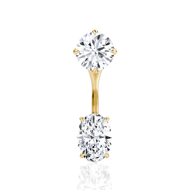 Solitaire Stud & Ear Jacket, Round Brilliant, Oval / 0.50ct Stud, 0.50ct Ear Jacket, yellow gold, front view