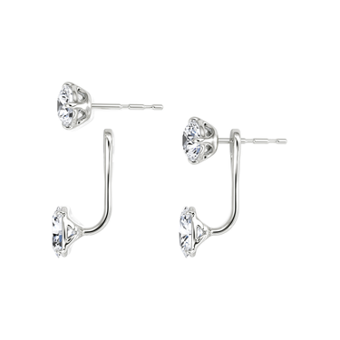 Solitaire Stud & Ear Jacket, Round Brilliant, Oval / 0.50ct Stud, 0.50ct Ear Jacket, white gold, detail view