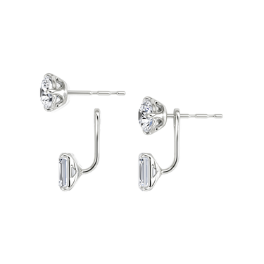 Solitaire Stud & Ear Jacket, Round Brilliant, Emerald / 1.0ct Stud, 1.0ct Ear Jacket, white gold, detail view