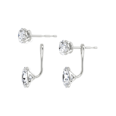 Solitaire Stud & Ear Jacket, Oval / 1.0ct Stud, 1.0ct Ear Jacket, white gold, detail view