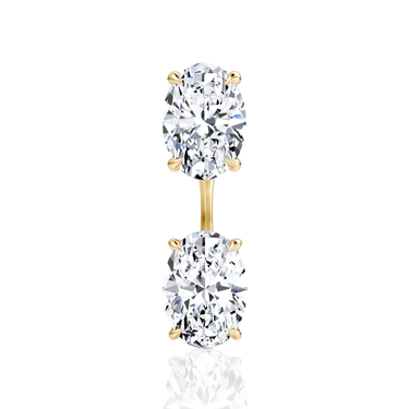 Solitaire Stud & Ear Jacket, Oval / 1.0ct Stud, 1.0ct Ear Jacket, yellow gold, front view