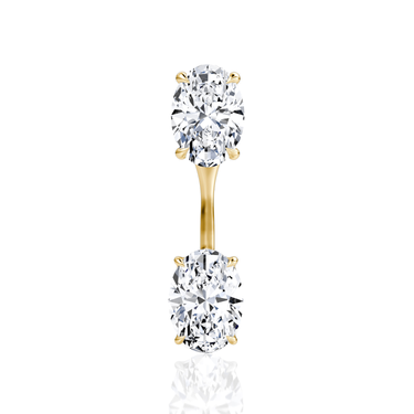 Solitaire Stud & Ear Jacket, Oval / 0.50ct Stud, 0.50ct Ear Jacket, yellow gold, front view