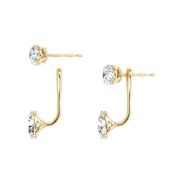 Solitaire Stud & Ear Jacket, Oval / 0.50ct Stud, 0.50ct Ear Jacket, yellow gold, detail view