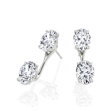 Solitaire Stud & Ear Jacket, Oval / 0.50ct Stud, 0.50ct Ear Jacket, white gold, angled view