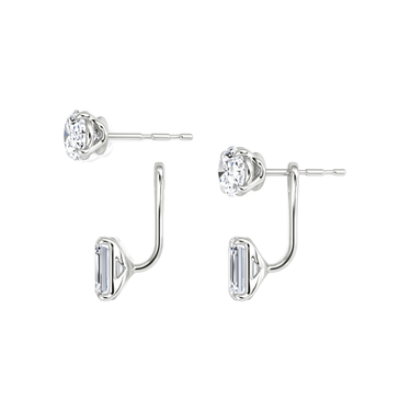 Solitaire Stud & Ear Jacket, Oval, Emerald / 1.0ct Stud, 1.0ct Ear Jacket, white gold, detail view