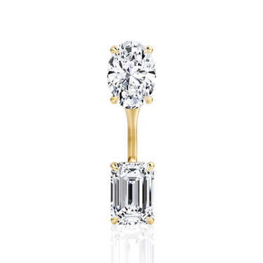 Solitaire Stud & Ear Jacket in yellow gold, front view