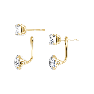 Solitaire Stud & Ear Jacket in yellow gold, detail view