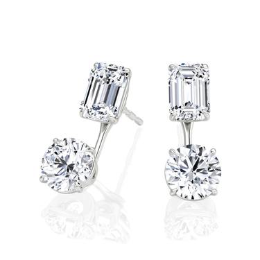 Solitaire Stud & Ear Jacket in white gold, angled view