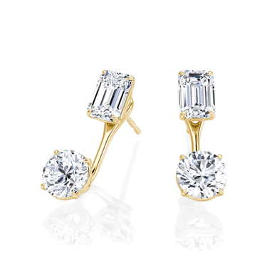 Solitaire Stud & Ear Jacket in yellow gold, angled view