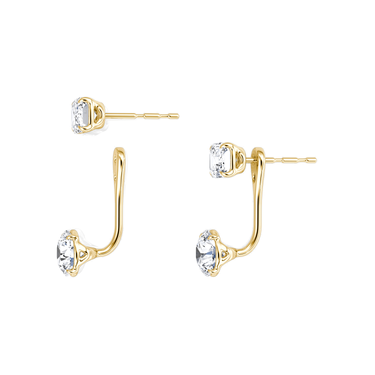 Solitaire Stud & Ear Jacket in yellow gold, detail view