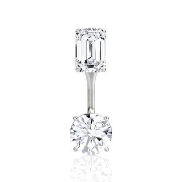 Solitaire Stud & Ear Jacket in white gold, front view