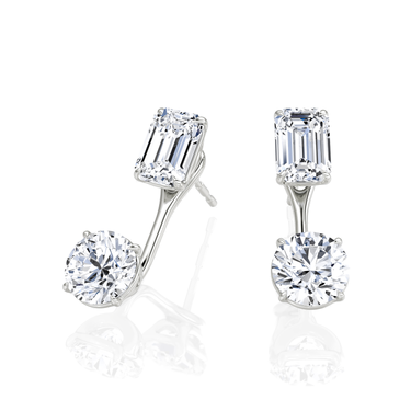 Solitaire Stud & Ear Jacket in white gold, angled view
