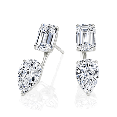 Solitaire Stud & Ear Jacket in white gold, angled view