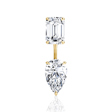 Solitaire Stud & Ear Jacket in yellow gold, front view