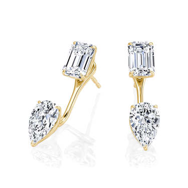 Solitaire Stud & Ear Jacket in yellow gold, angled view