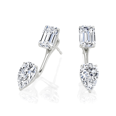 Solitaire Stud & Ear Jacket in white gold, angled view