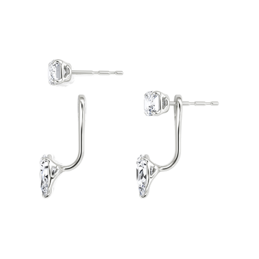 Solitaire Stud & Ear Jacket in white gold, detail view