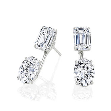 Solitaire Stud & Ear Jacket in white gold, angled view