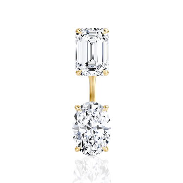 Solitaire Stud & Ear Jacket in yellow gold, front view