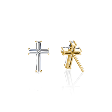 Petite Cross Stud — Yellow Gold — back