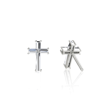 Petite Cross Stud — White Gold — back