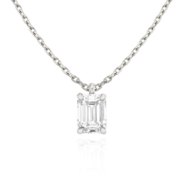 Solitaire Pendant in 18K White Gold — front view