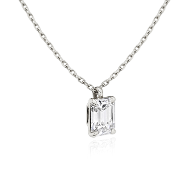 Solitaire Pendant in 18K White Gold — side view