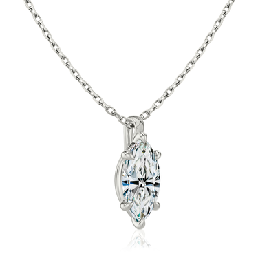 Solitaire Pendant in 18K White Gold — side view
