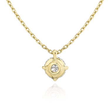 Solitaire Pendant in 18K Yellow Gold — back view