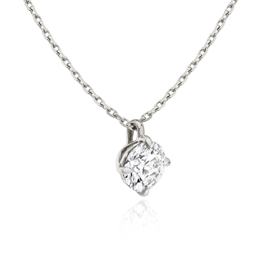 Solitaire Pendant in 18K White Gold — side view