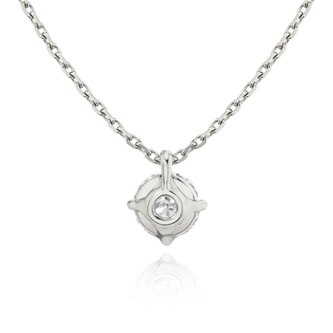 Solitaire Pendant in 18K White Gold — back view