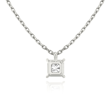 Solitaire Pendant in 18K White Gold — back view
