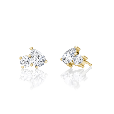 Toi et Moi Stud in 18K Yellow Gold — three quarter view