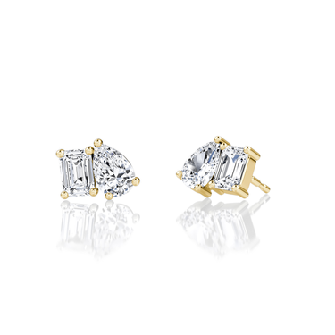 Toi et Moi Stud in 18K Yellow Gold — three quarter view