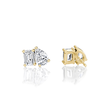 Toi et Moi Stud in 18K Yellow Gold — back view